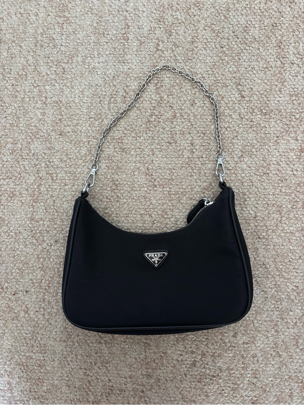 Prada Black Nylon Chain-Handle Shoulder Bag copy